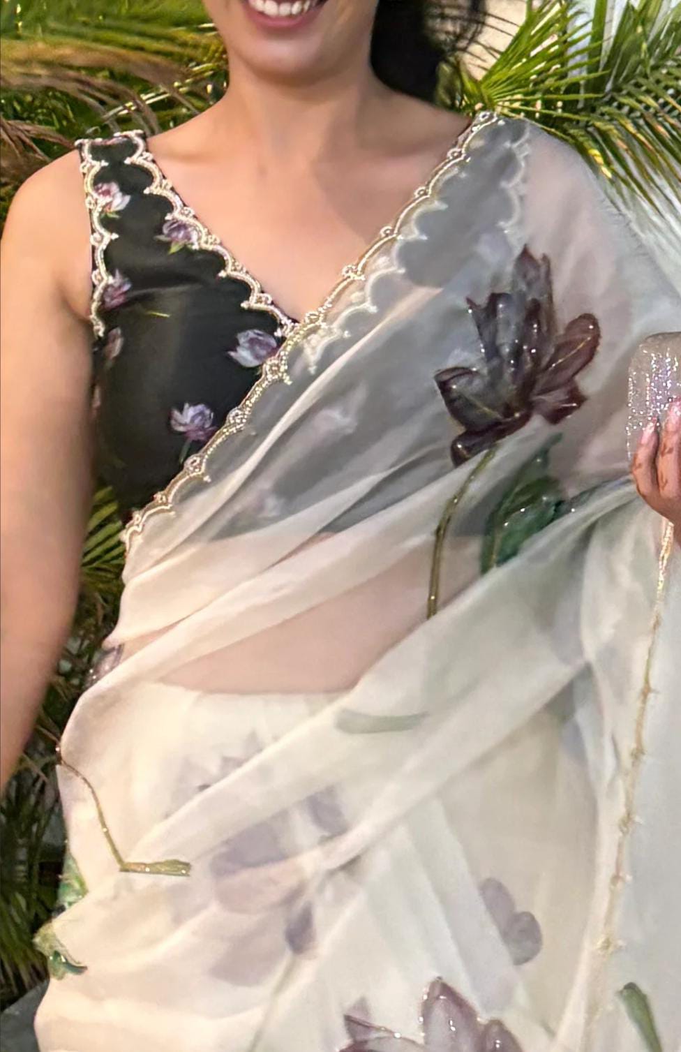 Noorika Floral Black Saree