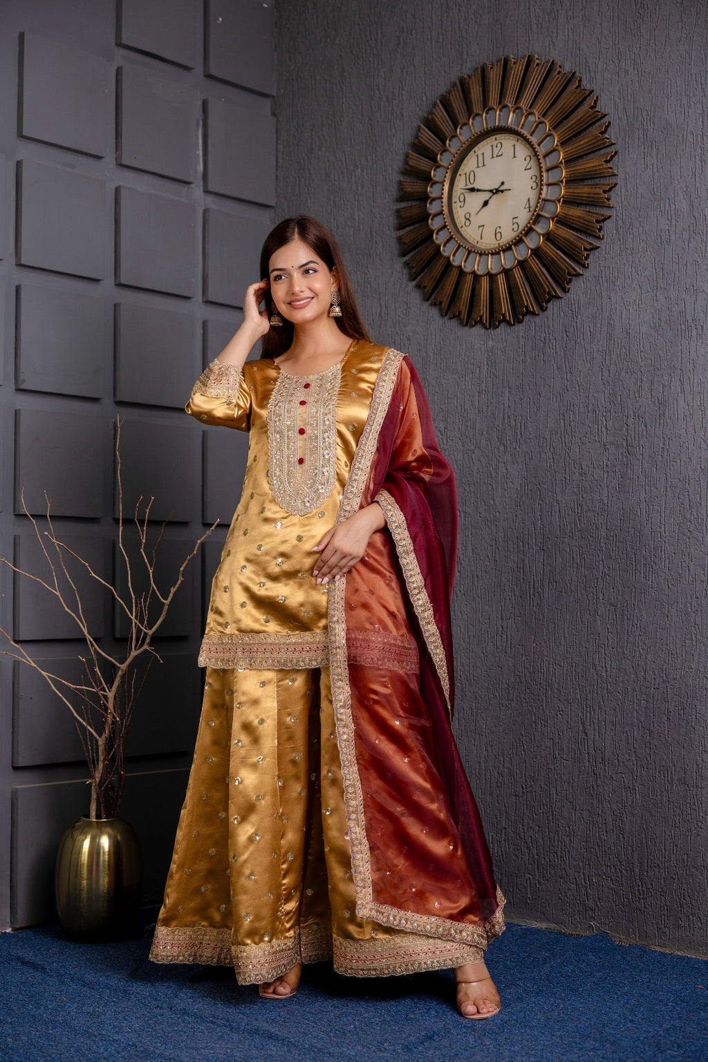 Zehra Mustard Sharara Set