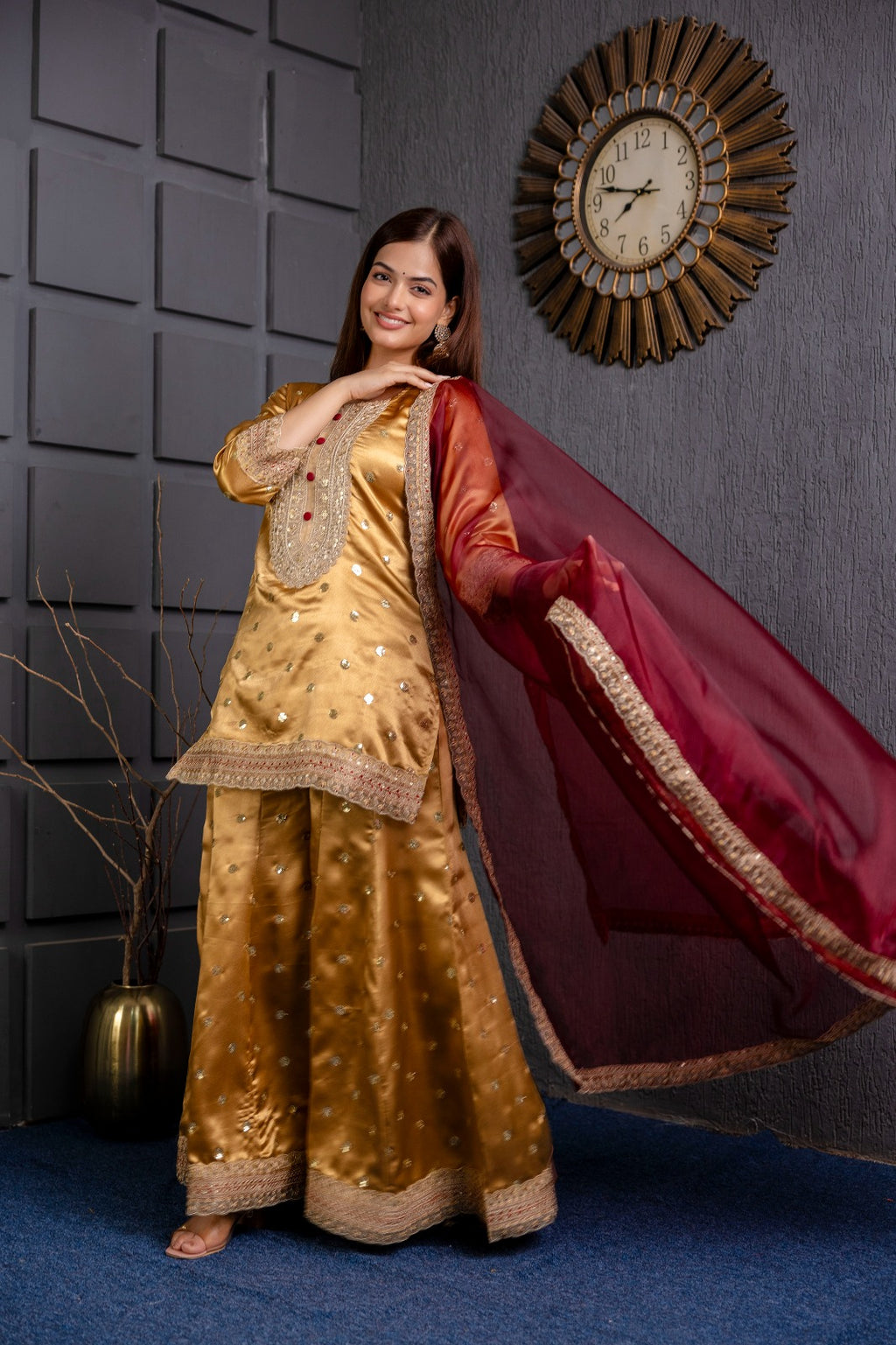 Zehra Mustard Sharara Set