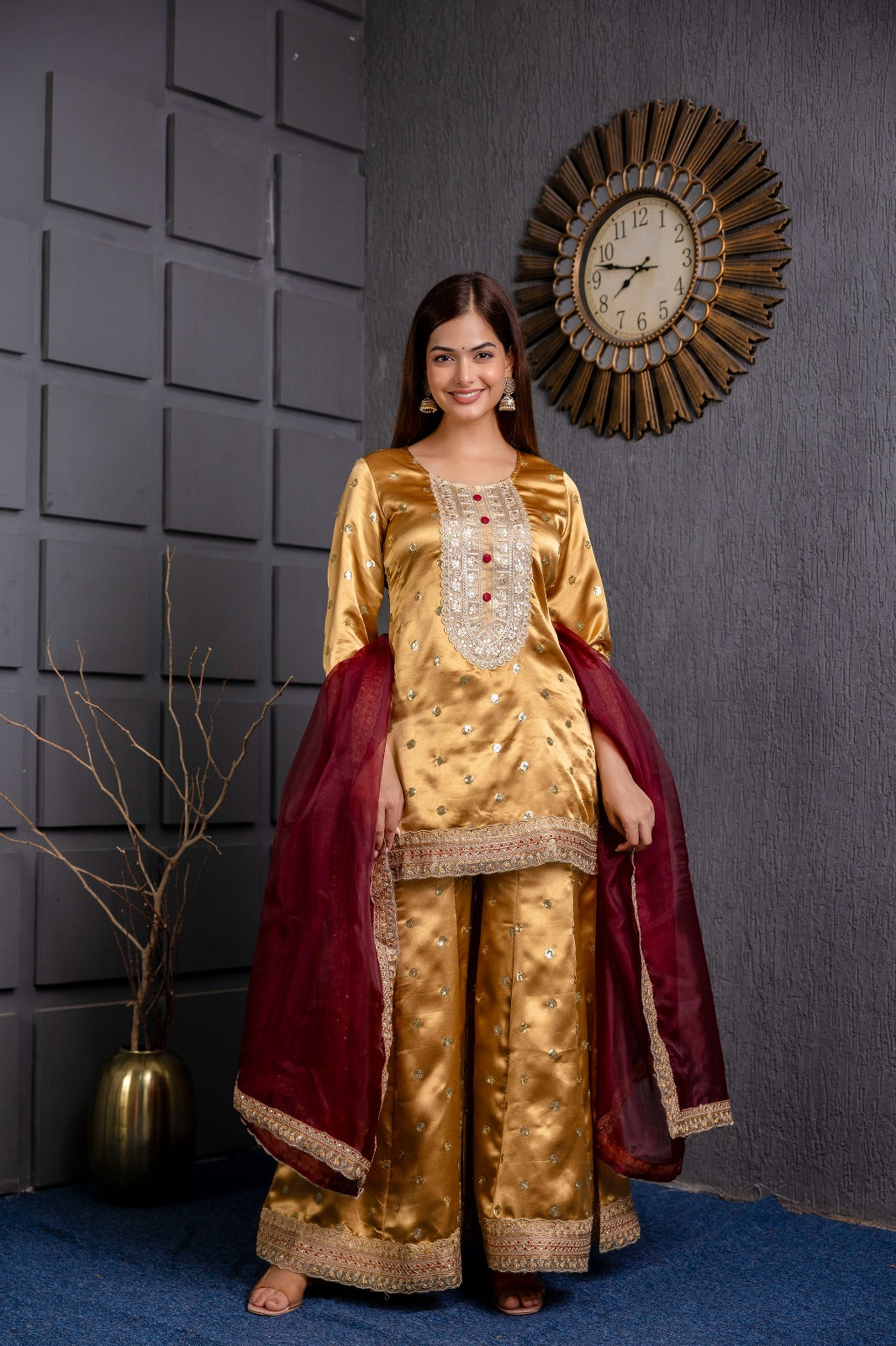 Zehra Mustard Sharara Set
