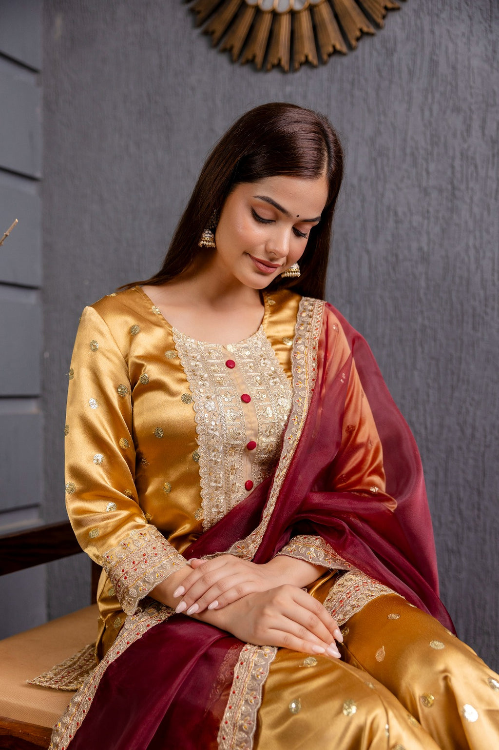 Zehra Mustard Sharara Set