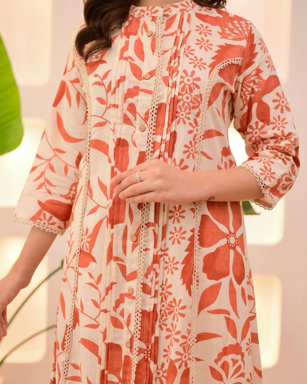 Saffron Leaf Kurti Set