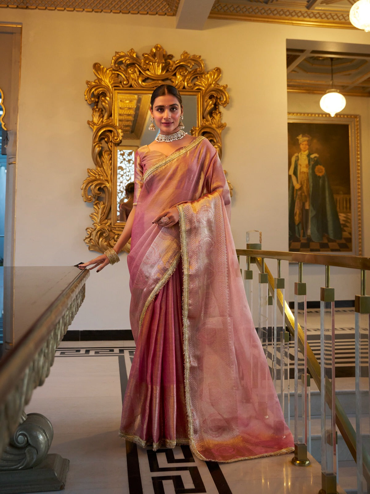 Zarina Gold Shimmer Saree