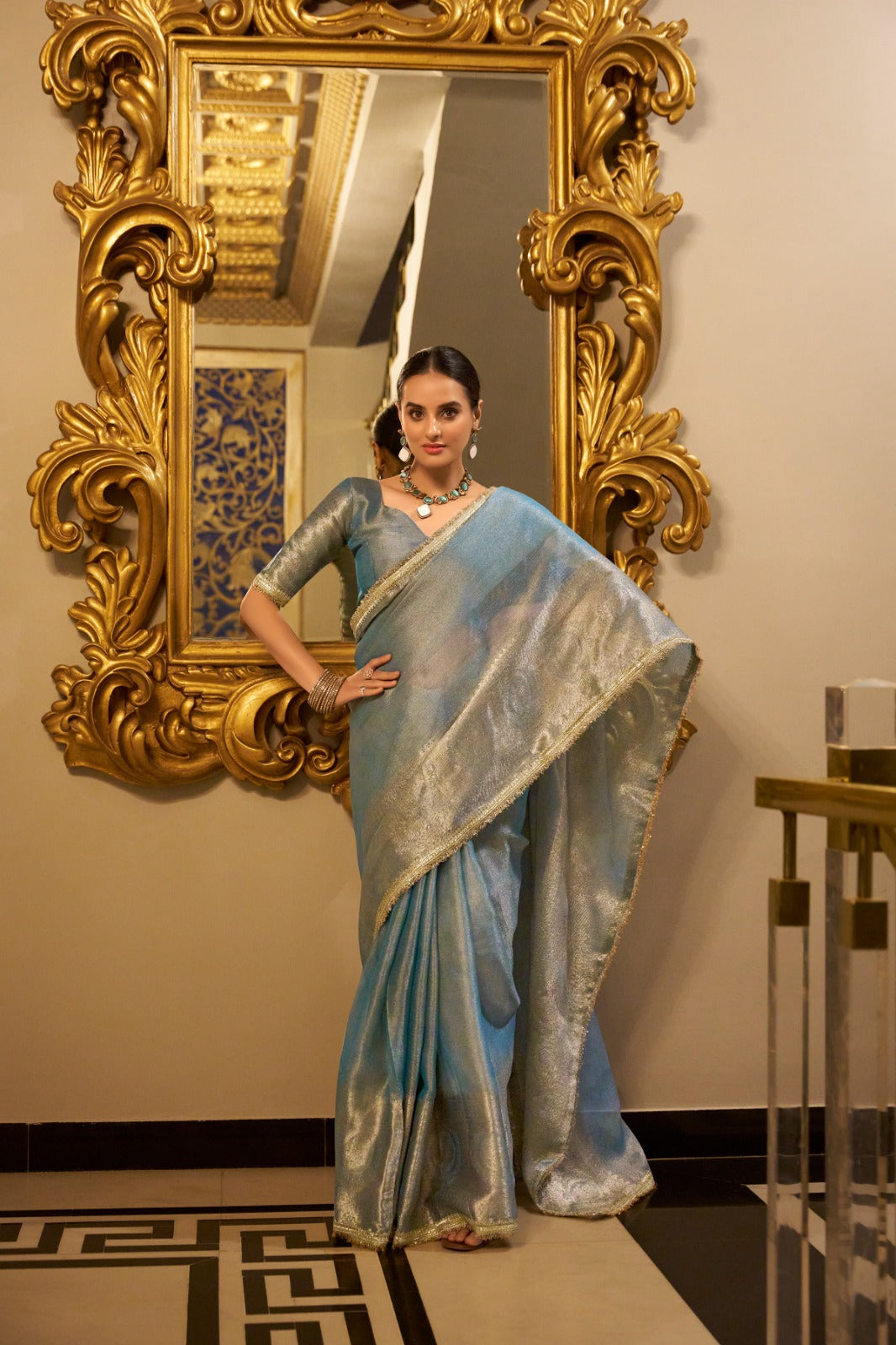 Zarina Gold Shimmer Saree